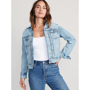 Women's Old Navy Light Wash Blue Distressed Jean Jacket M
